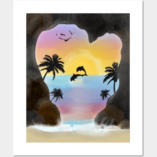 Dolphins sunset Wall Art by LeeAnnaRose96